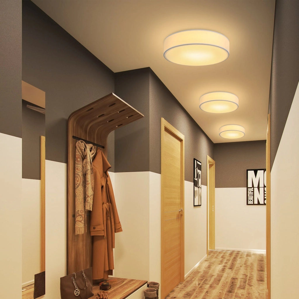ZMH Lampada da soffitto plafoniera moderna rotonda bianca 30 cm E27 paralume per soggiorno cucina ingresso