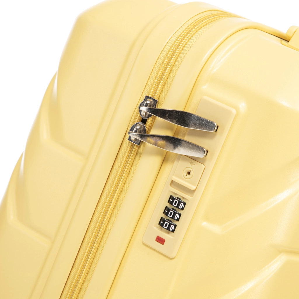 Set Valigie Rigide ABS con 2 Valigie Spinner da 14" e 19" e Beauty Case 14" Giallo