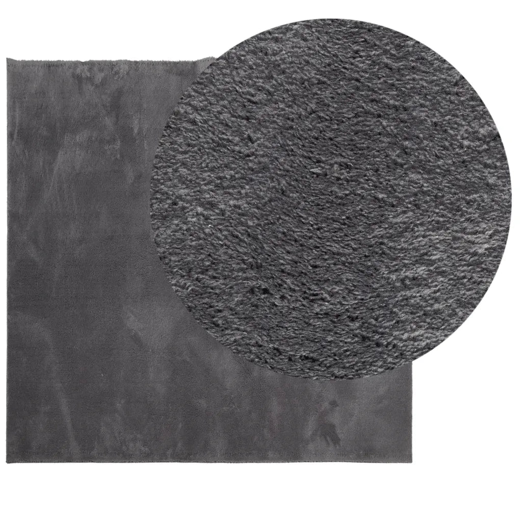 Tappeto Pelo Corto HUARTE Morbido Lavabile Antracite 120x120 cm 374999