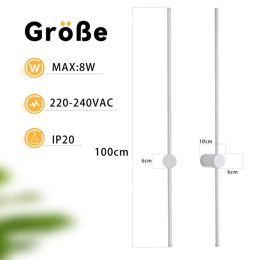 ZMH Applique a LED da interno 100CM lampada da corridoio bianca moderna 3000K per soggiorno