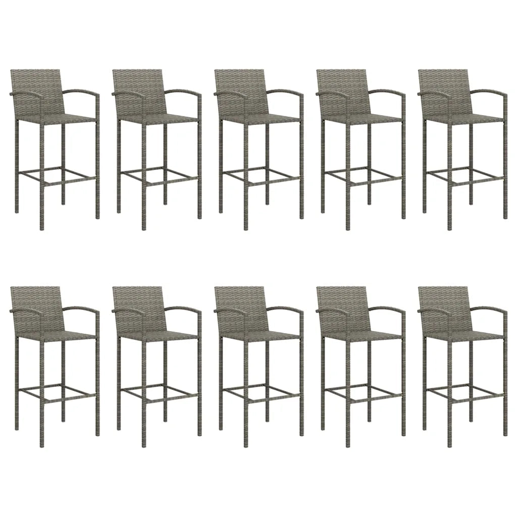 Set da Bar da Giardino 11 pz Grigio in Polyrattan 3187664