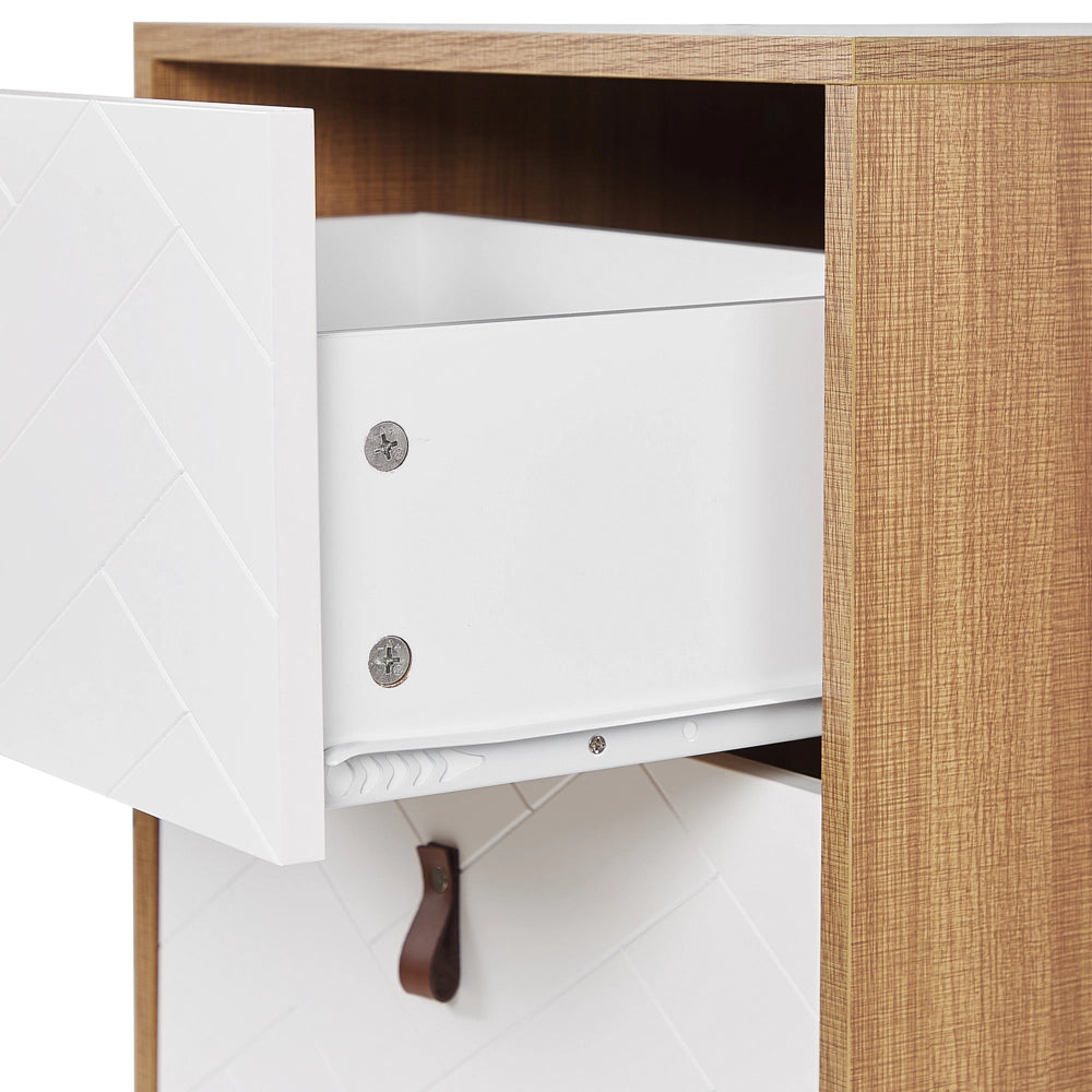 Cassettiera in legno chiaro con gambe in metallo bianco cassettiera 91 x 49 cm mobili da soggiorno tradizionali moderni