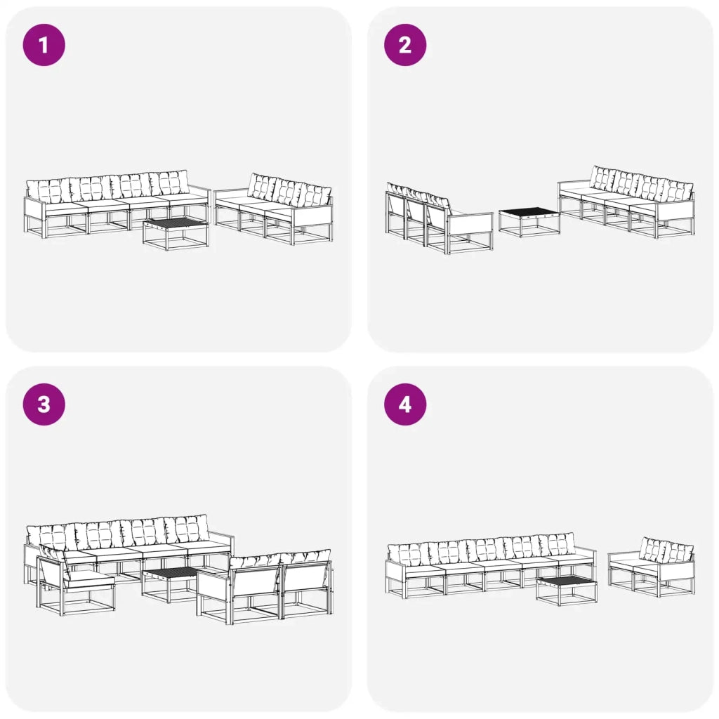 Set di divani da esterno con cuscino 8 pcs Naturale e Beige