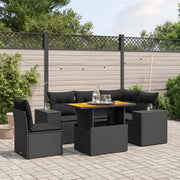 Set Divano da Giardino 6 pz con Cuscini Nero in Polyrattan
