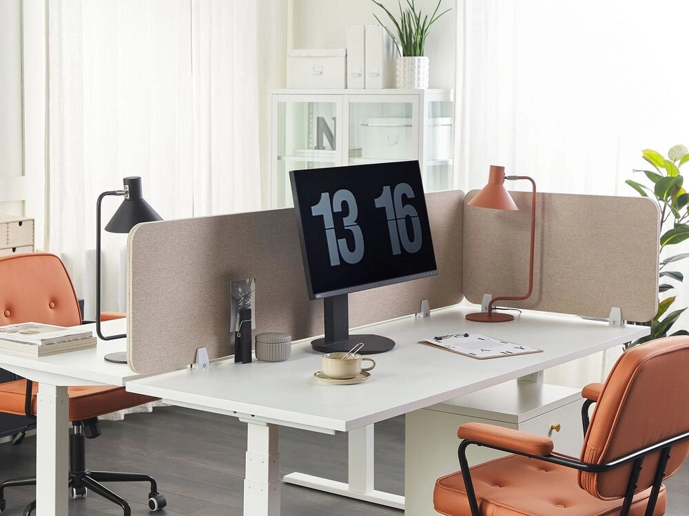 Pannello Divisorio Fonoassorbente per scrivania in PET beige 72 x 40 cm tavolo ufficio