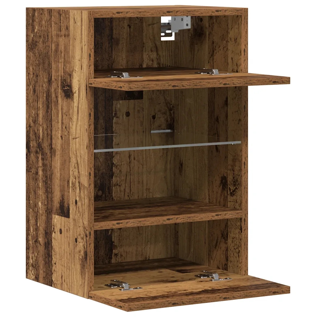 Mobili da parete con luci LED per TV 2pz Legno Vecchio 40x30x60,5 cm 857680