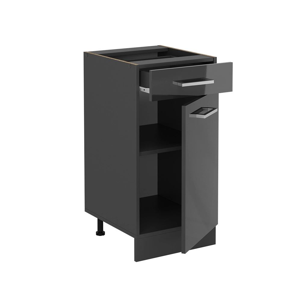 Mobiletto base per cucina R-Line Antracite lucido/Antracite 40 cm senza piano di lavoro Vicco