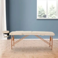 Homcom - Lettino da Massaggio Portabile Massagio Fisioterapia Pieghevole con 2 Zone 182 x 60cm Beige