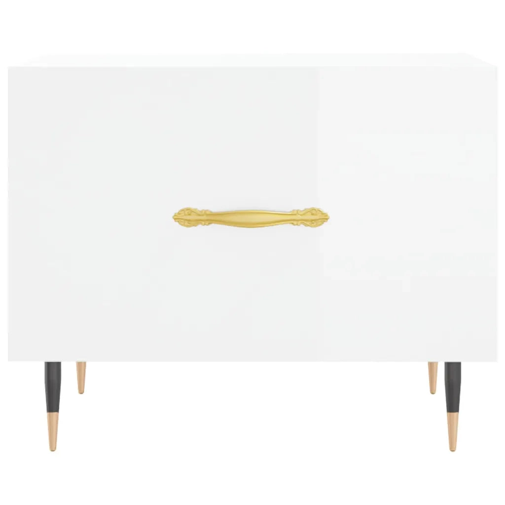Tavolini Salotto 2pz Bianco Lucido 50x50x40cm Legno Multistrato