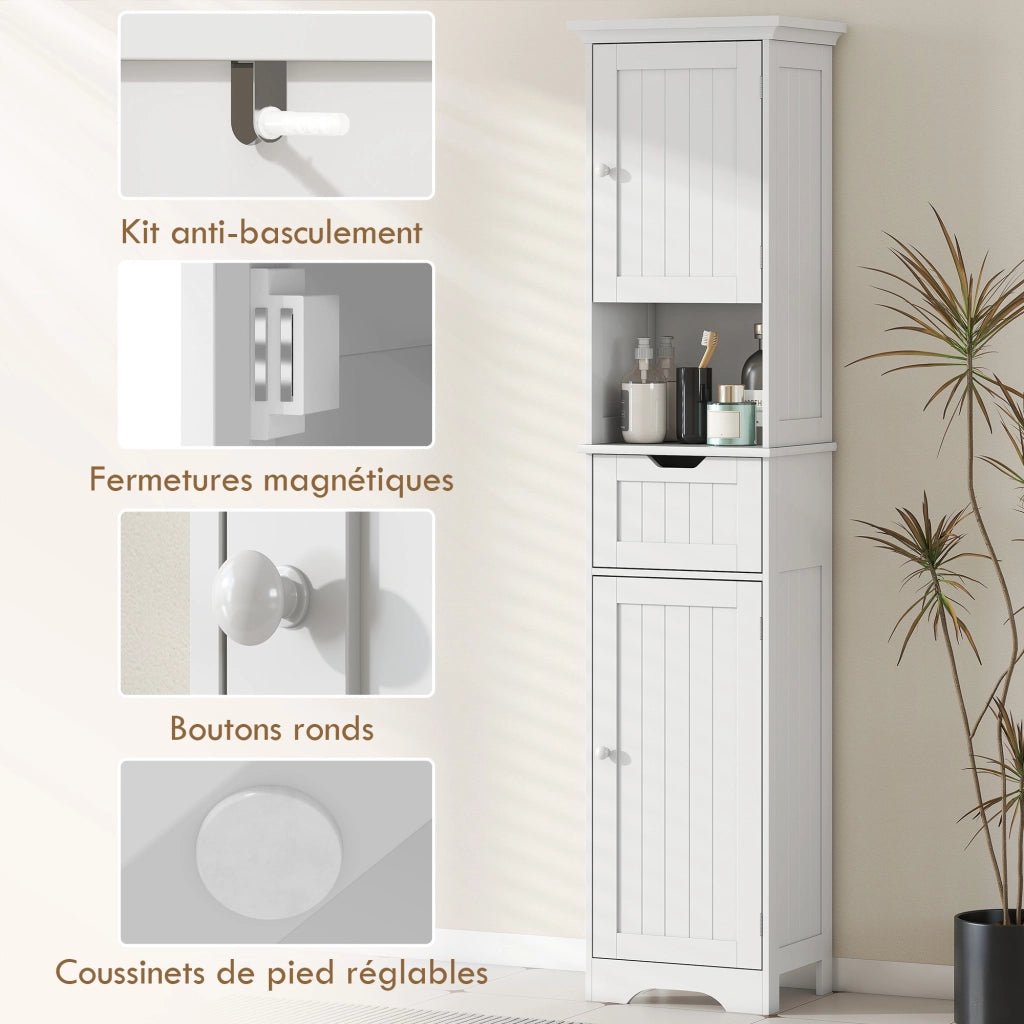 Colonna Bagno con LED ¨C Zephmum ¨C Bianco 40x30x170 cm