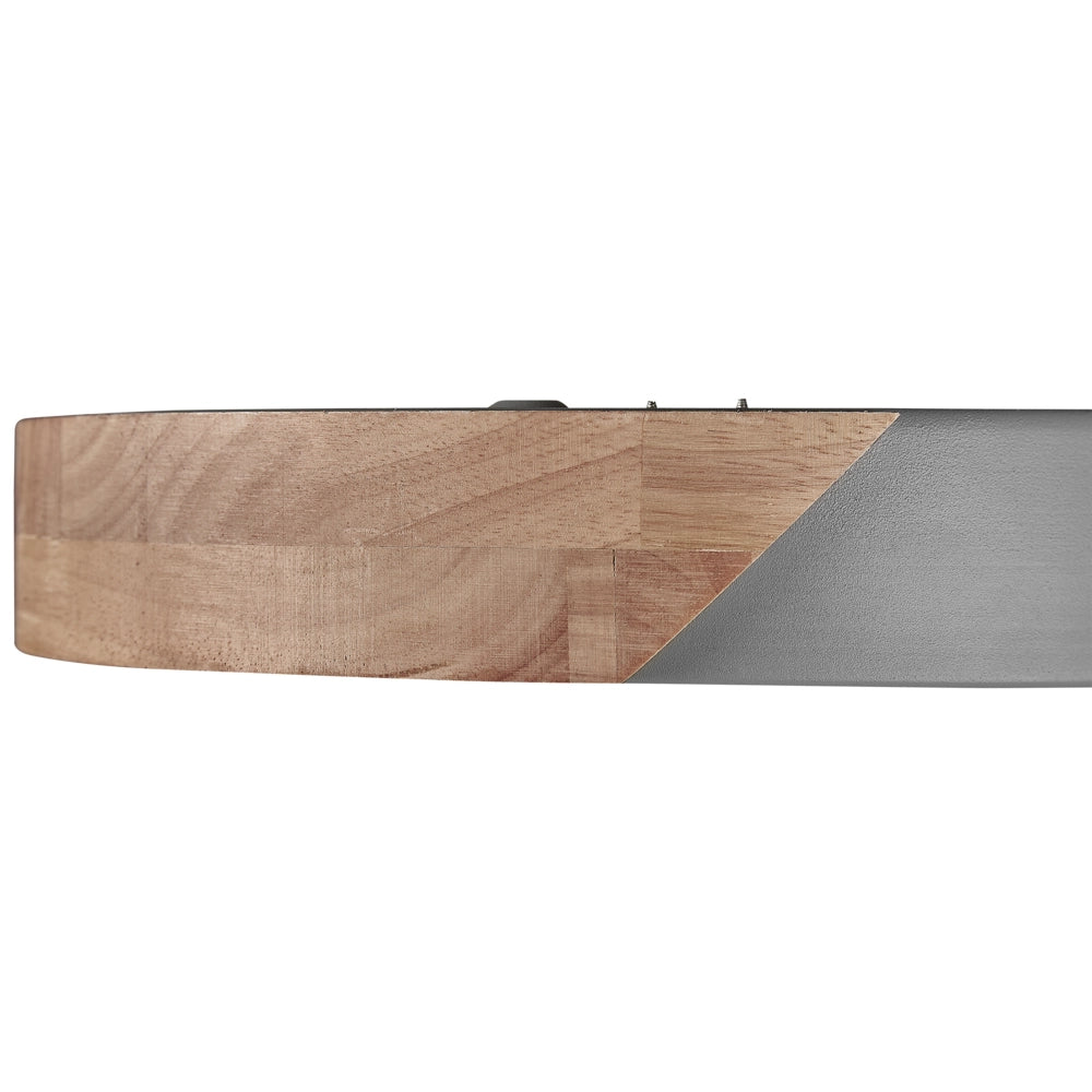 Lampada da soffitto grigia con luci a LED integrate in legno chiaro in acciaio acrilico di forma rotonda Illuminazione moderna decorativa