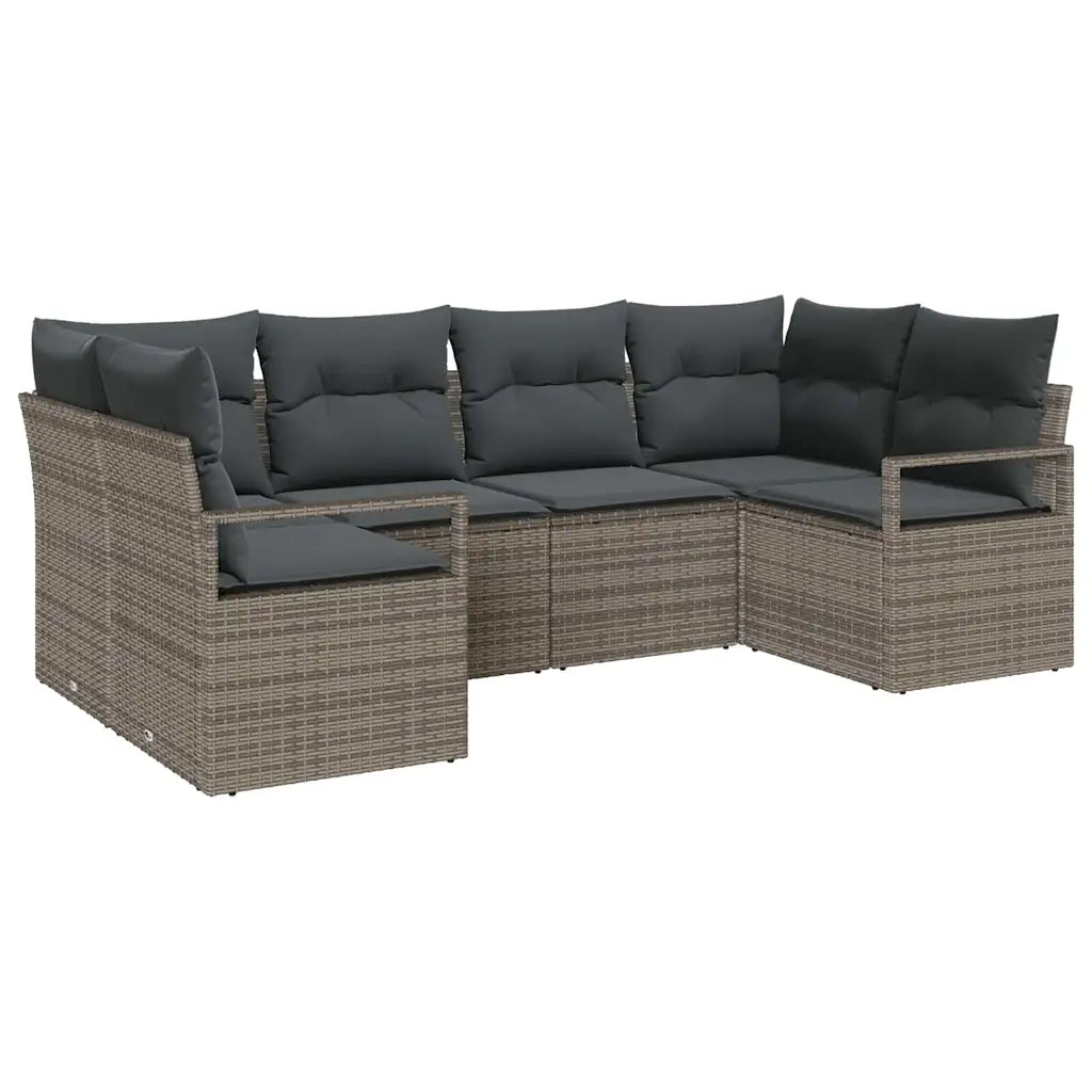 Set di divani con cuscino 6 pcs Grigio polyrattan 3346519