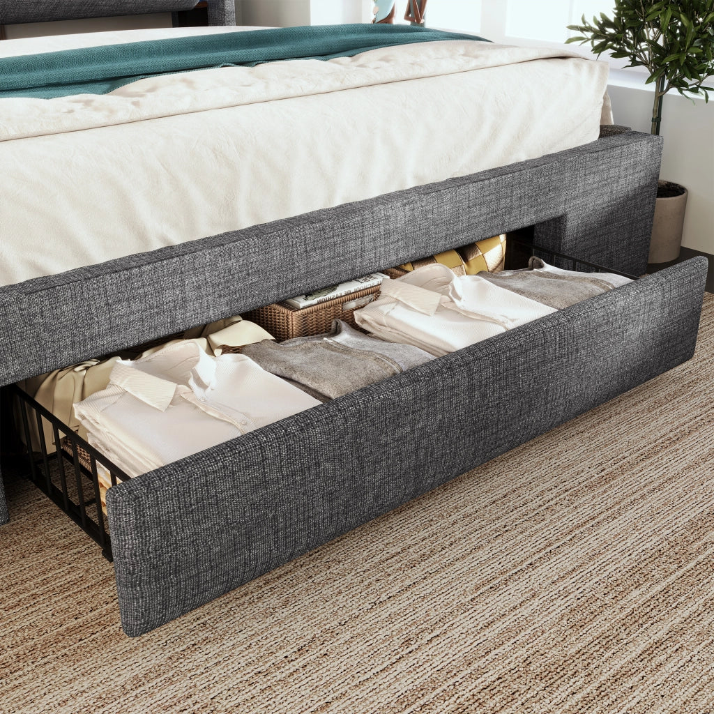 Letto Contenitore 180 x 200 cm; Letto Matrimoniale - USB; USB-C e LED - Grigio