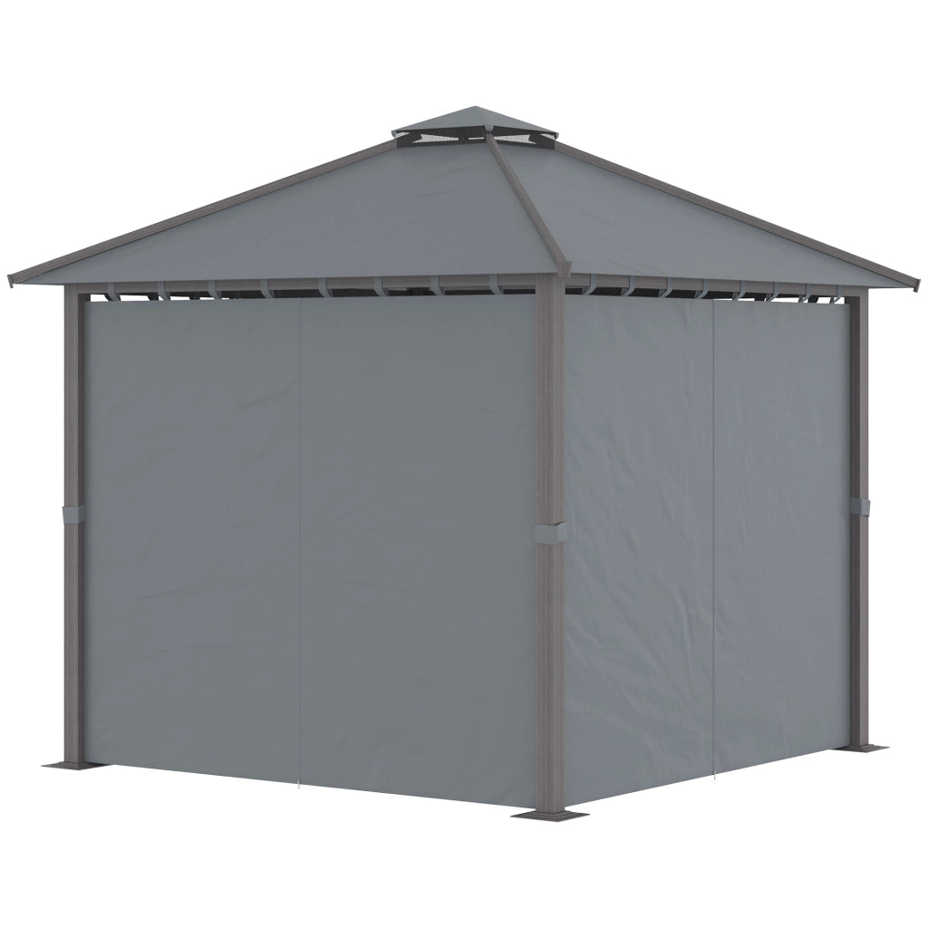 Tonnelle da giardino con 4 pareti e doppio tetto ¨C zephmum ¨C grigio 3x3 m