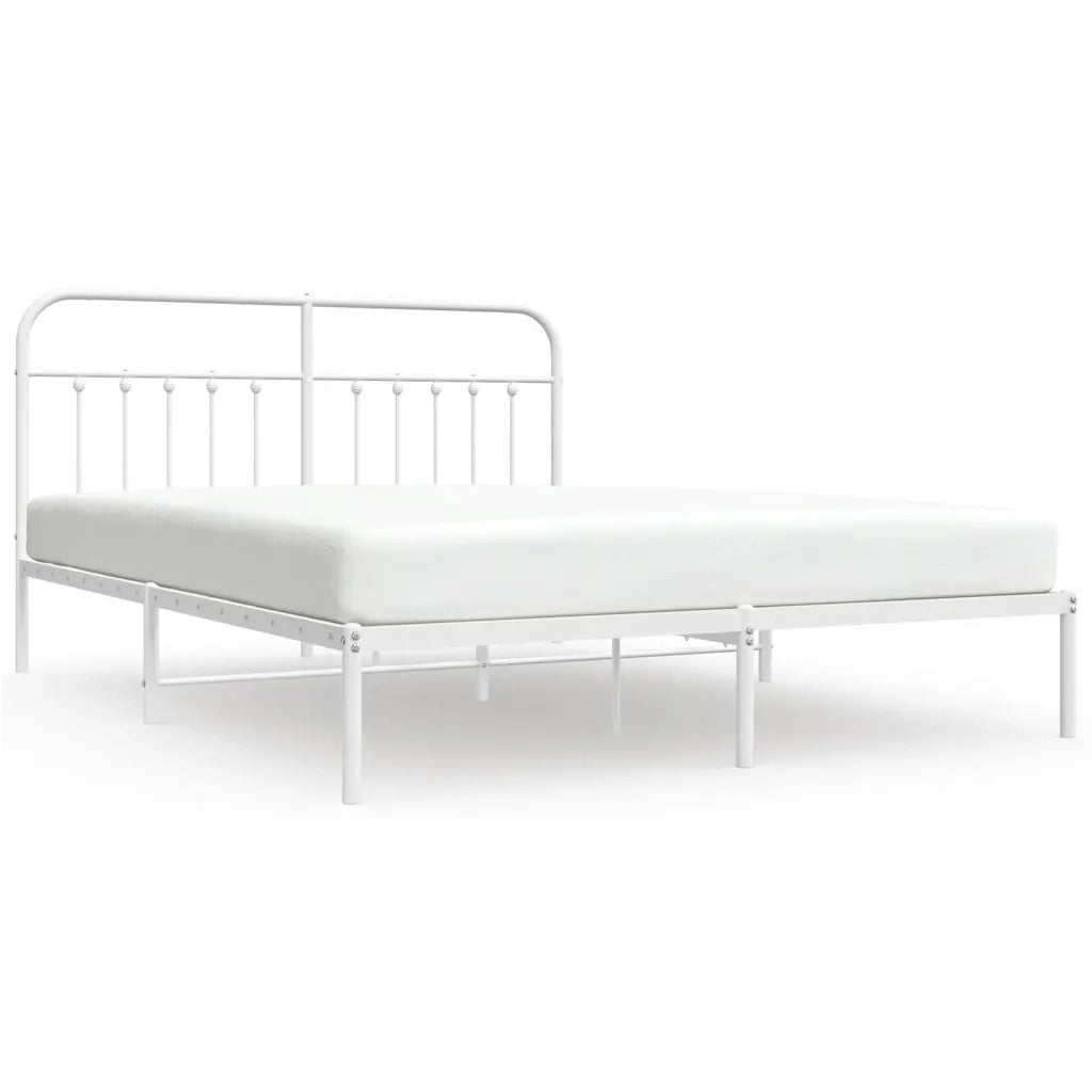 Giroletto con Testiera-Struttura Letto con testiera Metallo Bianco 160x200 cm 901407