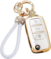 Allestimento Plus - Autoschermatori con hanger chiave, 3 tasti auto protezione completa - compatibile con Touran, G-o-l-f, Je-tt-a, B-o-r-a, Polo - copertura in TPU morbido - shell cover protector
