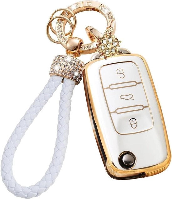 Allestimento Plus - Autoschermatori con hanger chiave, 3 tasti auto protezione completa - compatibile con Touran, G-o-l-f, Je-tt-a, B-o-r-a, Polo - copertura in TPU morbido - shell cover protector