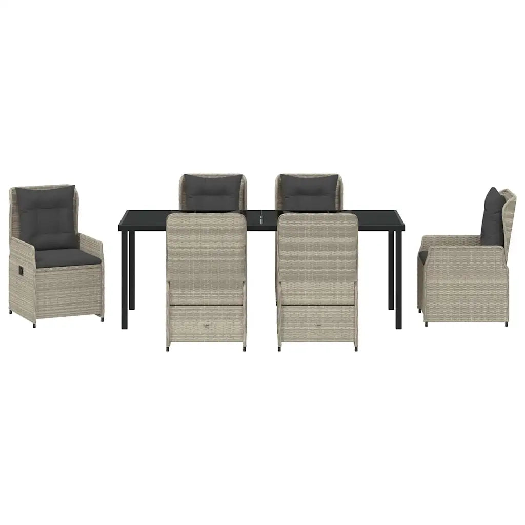 Set da Pranzo per Giardino 7 pcs Grigio chiaro polyrattan 3380979