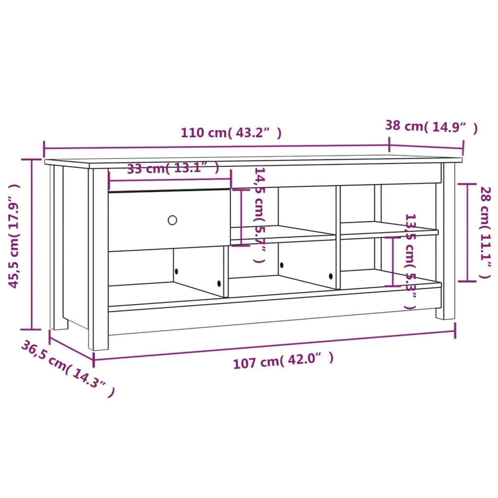 Scarpiera mobiletto portascarpe mobile per ingresso/corridoio/soggiorno 110 x 38 x 45,5 cm legno massello di pino marrone 02_0021325