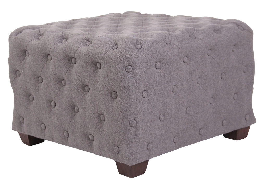 Pouf trapuntato Nimes in tessuto grigio