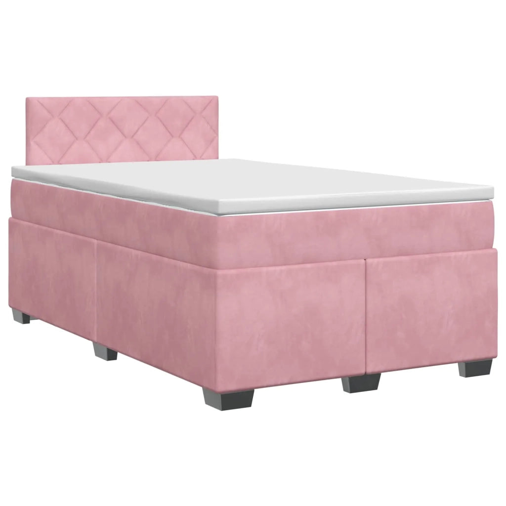 Letto box spring con materasso Rosa 120 x 190 cm Velluto 3450685