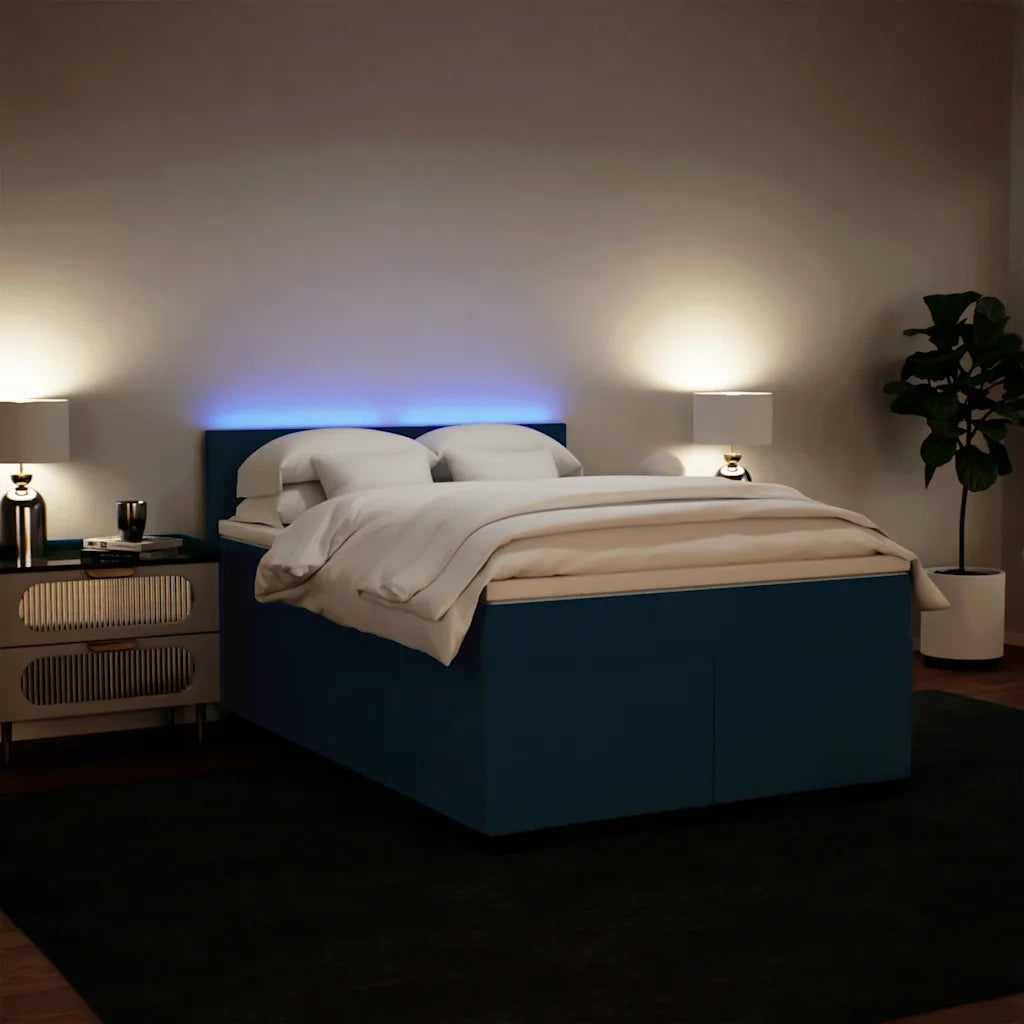 Giroletto a Molle con Materasso Blu 140x190 cm in Velluto