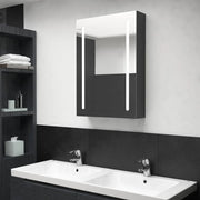Armadietto Bagno con Specchio e LED-Mobile bagno con specchio Nero Lucido 50x13x70 cm 523086