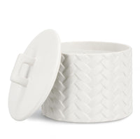 Candela con Coperchio Ø14,5x14 cm in Ceramina Twine Bianco