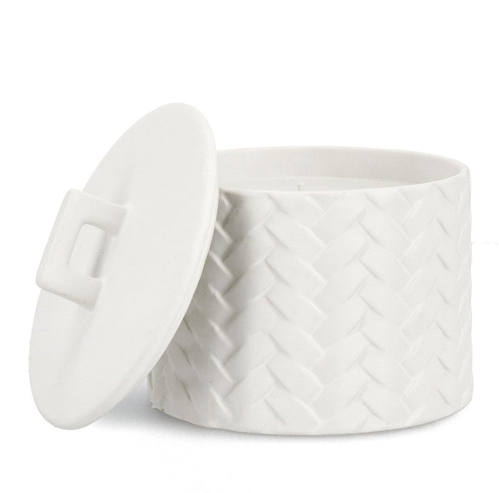 Candela con Coperchio Ø14,5x14 cm in Ceramina Twine Bianco