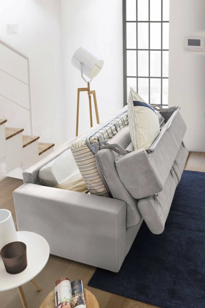 Albenga, Divano Letto con Penisola Sfoderabile Made in Italy, 260x95 cm Grigio