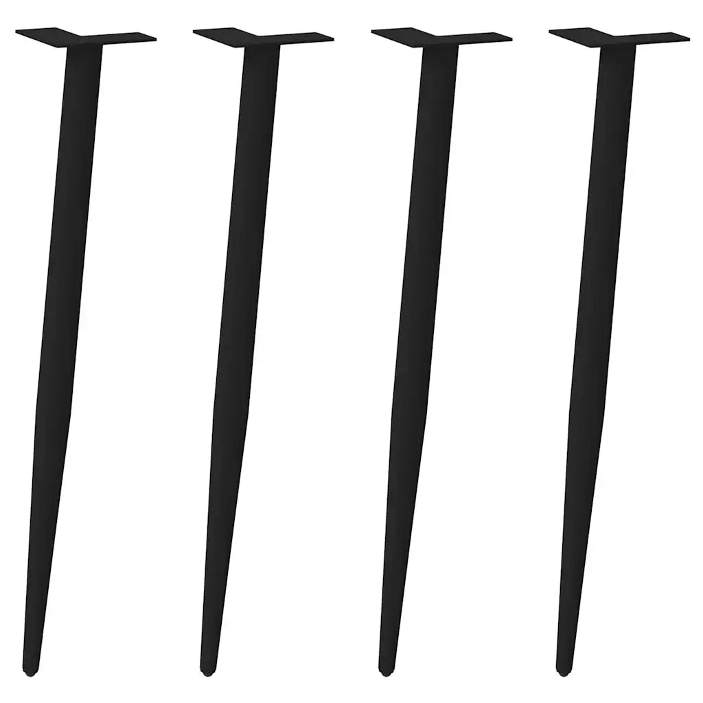 Pieds de table console coniques 4 pièces Noir 72-73 cm Acier