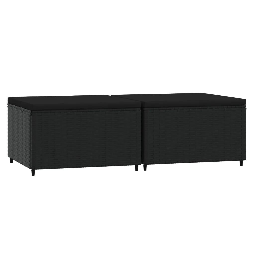 Poggiapiedi da Giardino con Cuscini in Polyrattan Nero CFW9940111