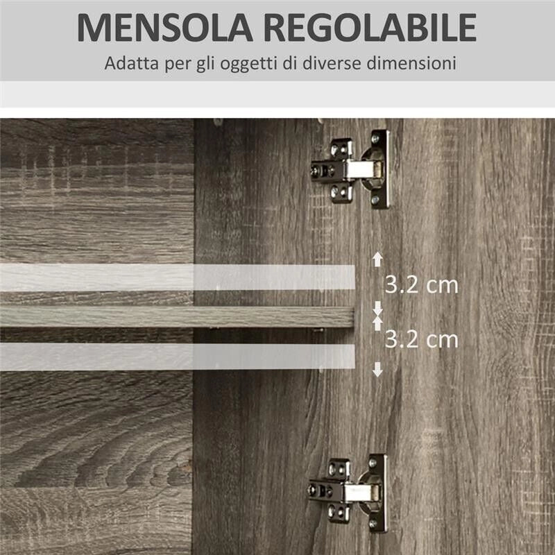 CREDENZA MODERNA PER CUCINA O SALA DA PRANZO 71X41X178CM LEGNO GRIGIO