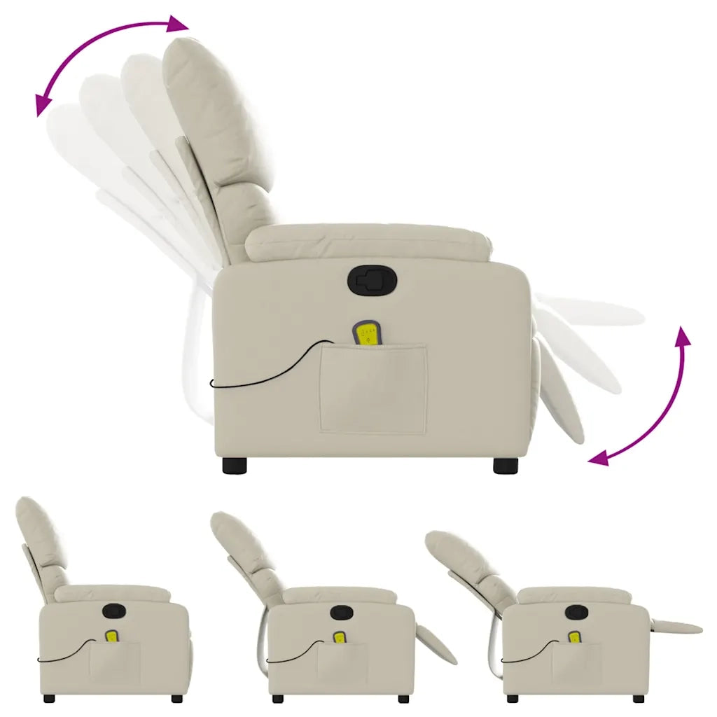 Poltrona da Massaggiante | Sedia Relax Reclinabile Crema Similpelle