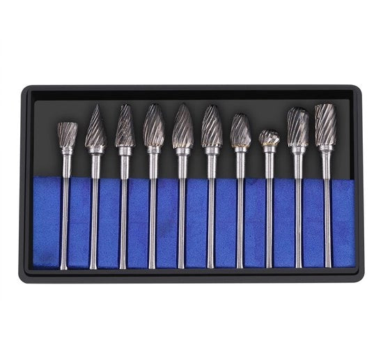 Set di abrasivi a carburo di tungsteno - 10 pezzi - Per lisciatura e gravatura - Professionale - Per levigare - Adatto per legno e metallo - H...