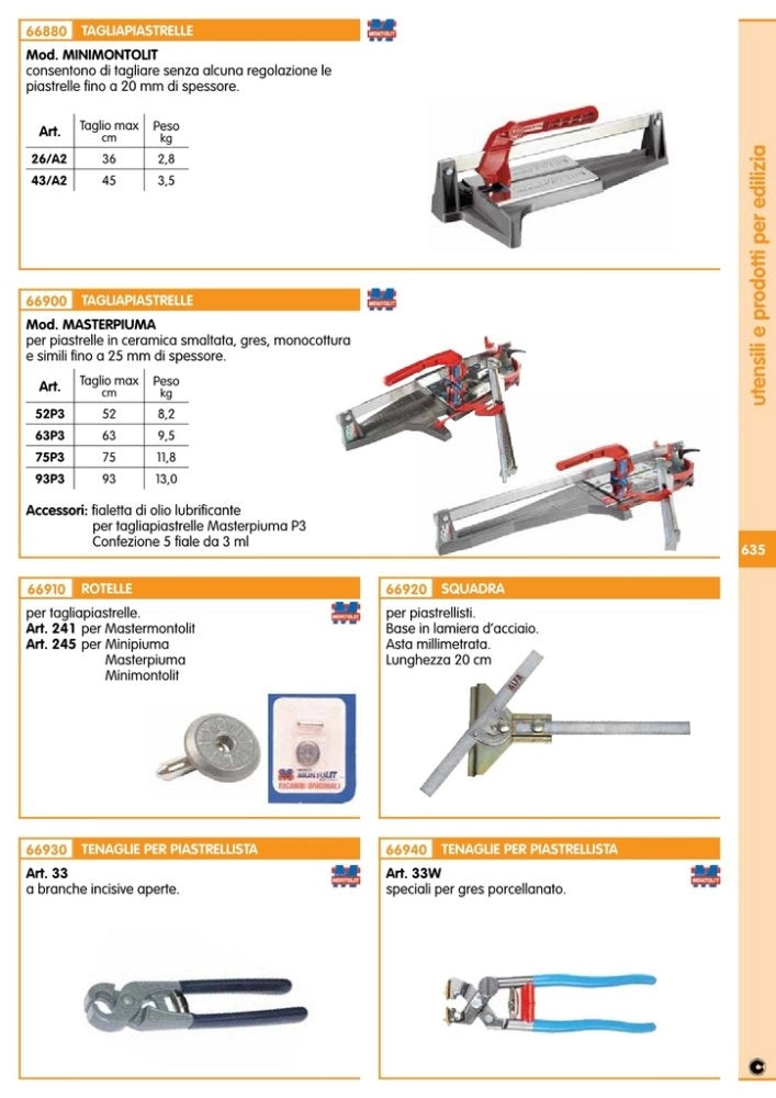 1pz montolit tagliapiastrelle mod.63p cm.63 cod:ferx.14049