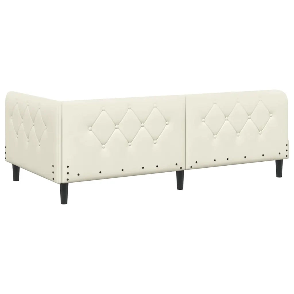 Cornice del letto ad angolo Crema 100 x 200 cm Velluto