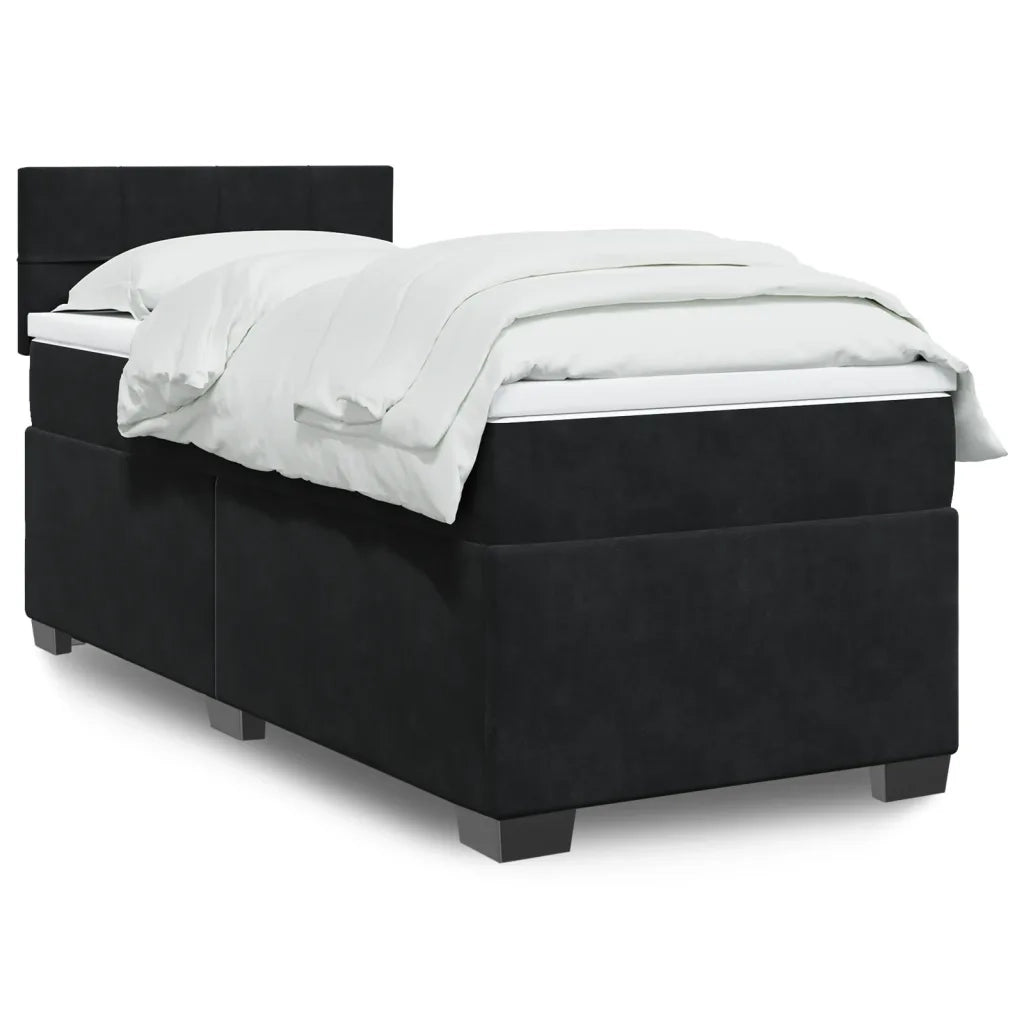 Giroletto a Molle con Materasso-Struttura Letto Nero 80x200 cm in Velluto 233133