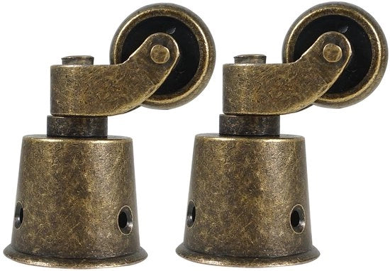 Rulli per mobili alta capacità di sollevamento - Pneumatici per mobili in ottone massello - Forma antica - Rulli per mobili universali - Fissaggio bicchiere rotondo - Duraturo e resistente alla ruggine