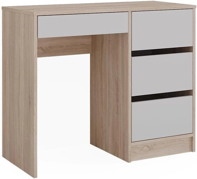 Scrivania Sherry, Bianco/Sonoma, 90 x 40 cm con cassetti