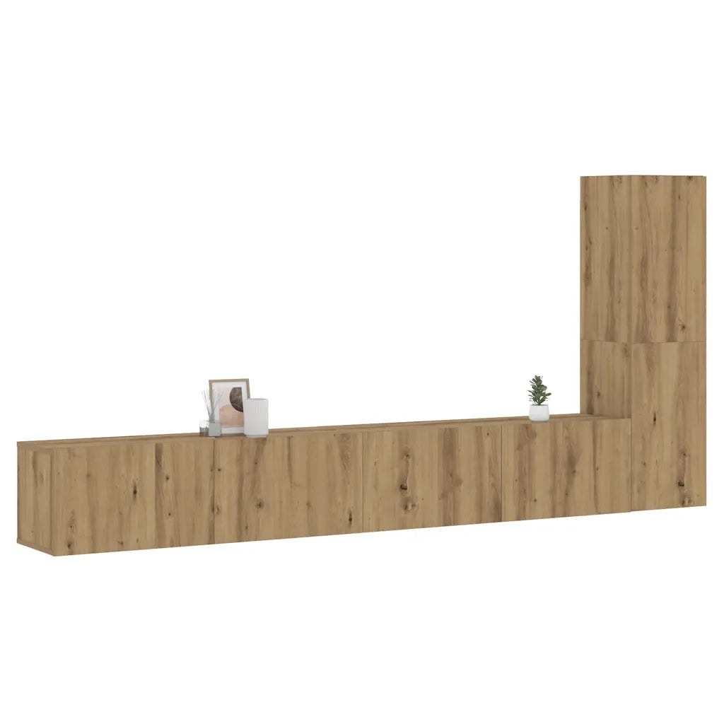 Mobili TV a Parete 3 pz | Armadietto TV | Mobile Porta TV Rovere Artigianale in Legno Multistrato