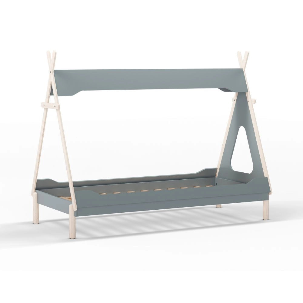 Letto a tenda singolo Nora verde petrolio e bianco 205,6x104,1x162,4 – Un rifugio da sogno per grandi avventure