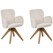 Set di 2 sedie da pranzo girevoli Rivestimento in tessuto beige chiaro Base con gambe in legno girevoli in metallo