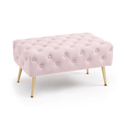 Panca imbottita in velluto trapuntato 80 cm MADRID Rosa Cipria