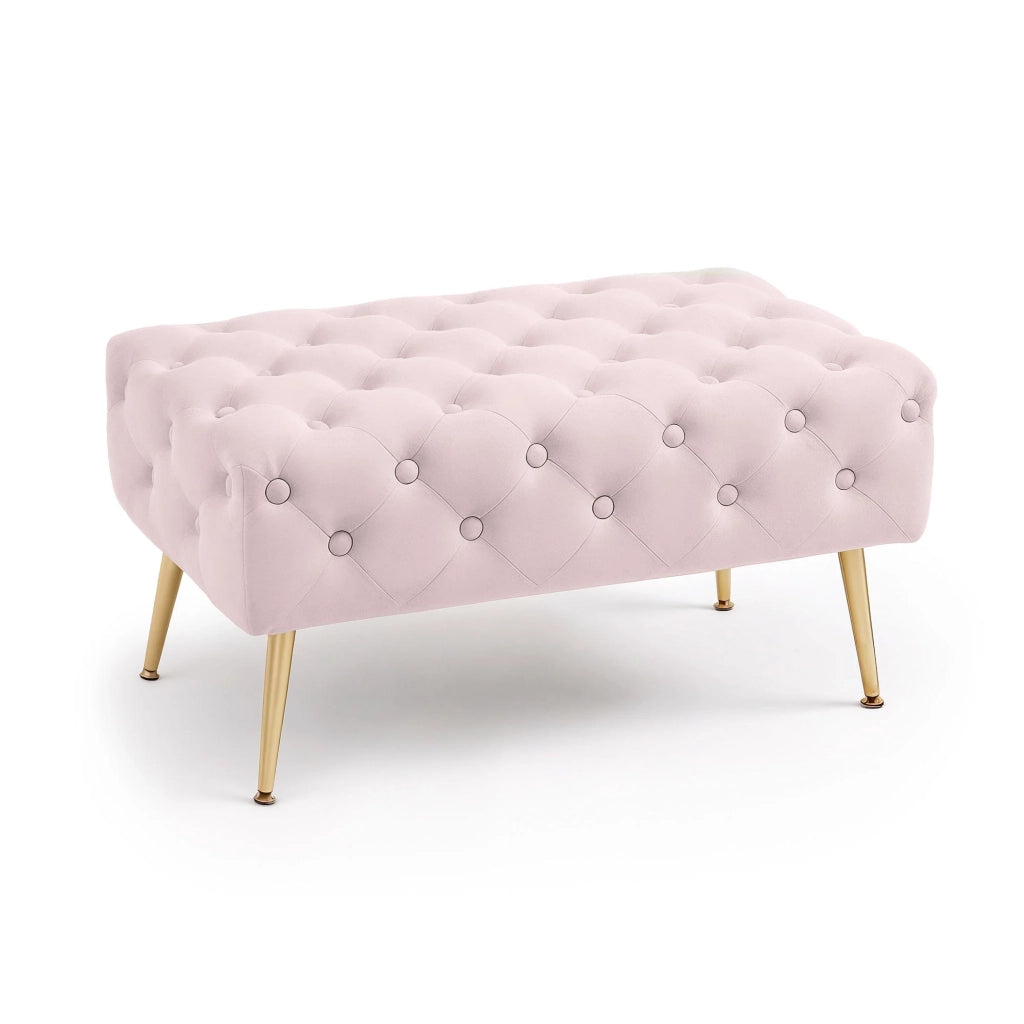 Panca imbottita in velluto trapuntato 80 cm MADRID Rosa Cipria
