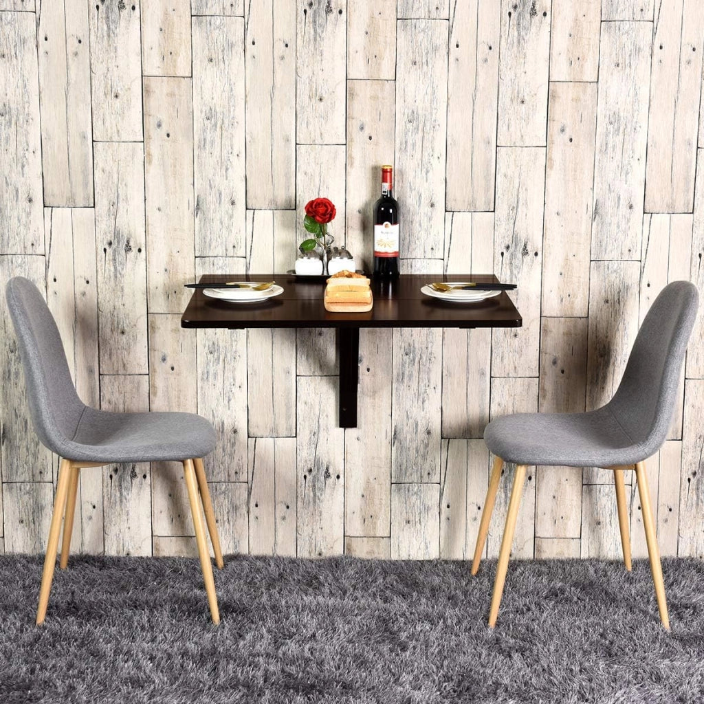 Tavolo Pieghevole a Muro, Piano Separato, Scrivanie Salvaspazio, Tavolino Pranzo in Legno, Supporto per Computer, Ideale per Camera Ragazzi e Appartamento, 80x60x45cm (Marrone)