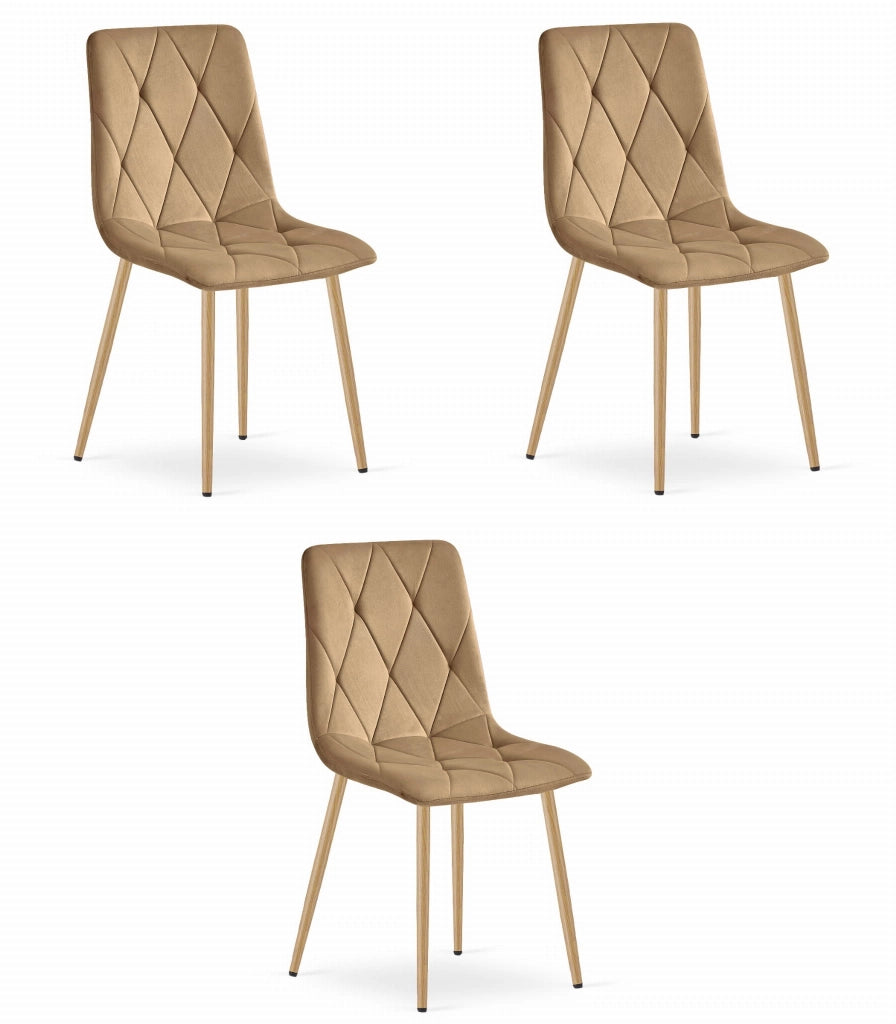 Sedia Valora TYRA in velluto marrone con gambe in legno x3