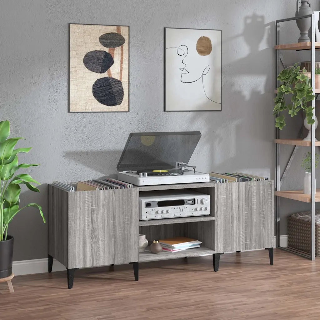 Mobile Porta Dischi Grigio Sonoma 121x38x48cm Legno Multistratocod mxl 103753