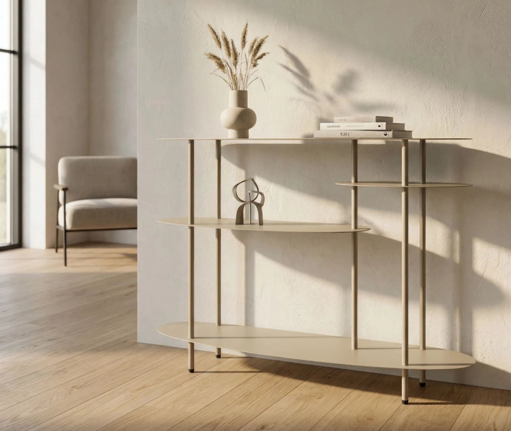 Console Saturno Plus Tortora 118x34x82 cm in Metallo Grigio tortora