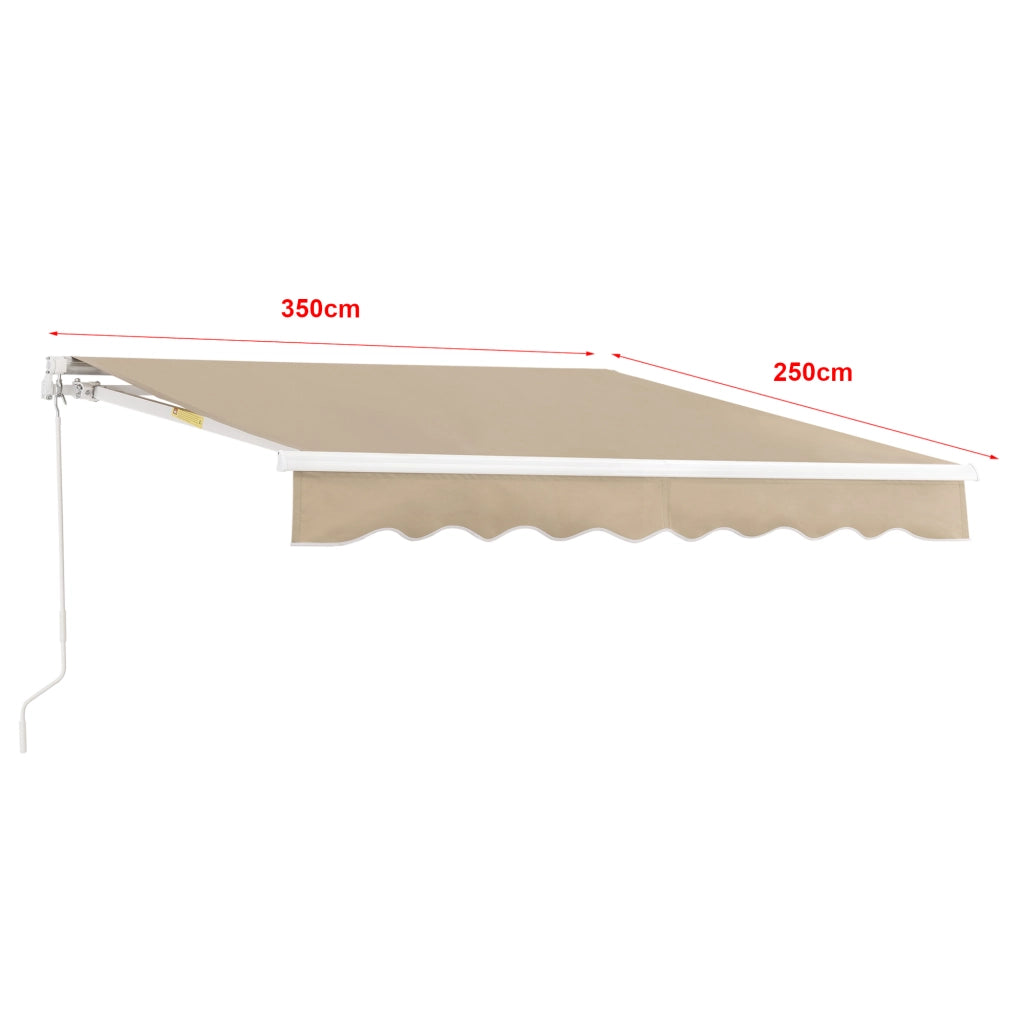 Tenda da Sole a Muro Bitonto con Bracci Estensibili e Manovella 350 x 250 cm (LxP) Beige [en.casa]
